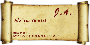 Jóna Arvid névjegykártya